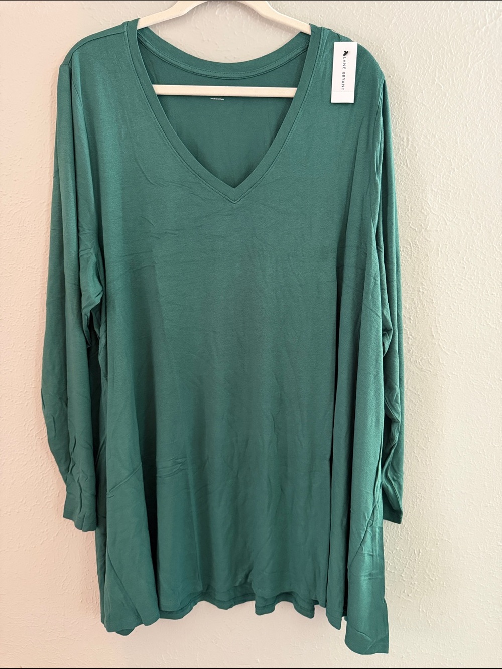Lane Bryant Green V-Neck Long Sleeve Tunic